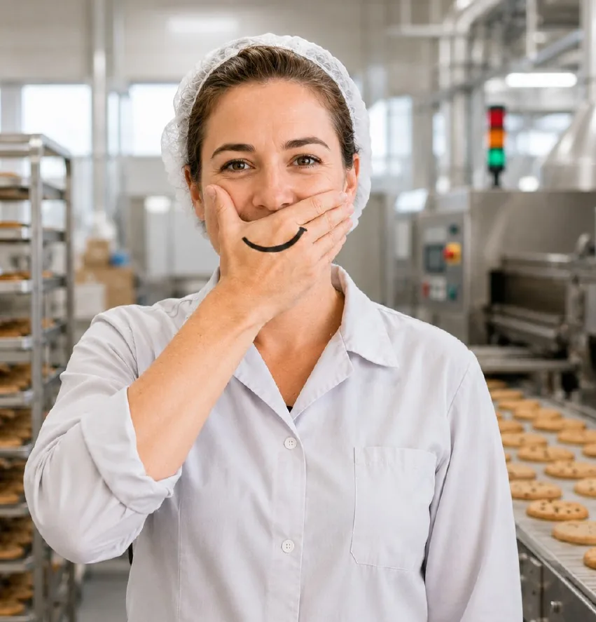 Lachende medewerker in een bakkerij
